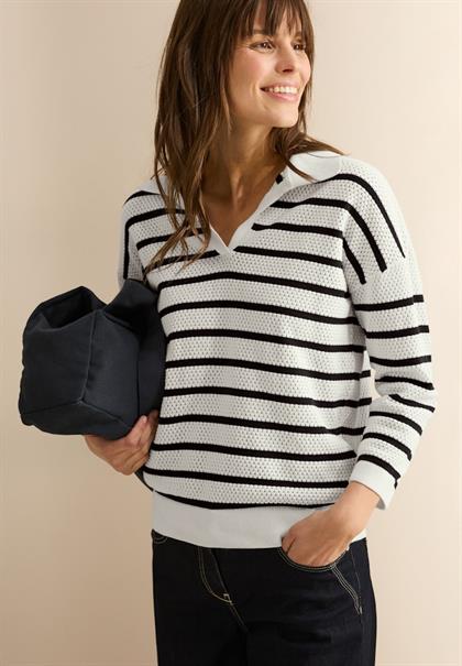 Pullover mit Polokragen vanilla white