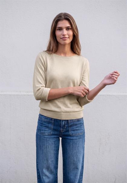 Pullover mit Raffung am Ärmel creamed sand