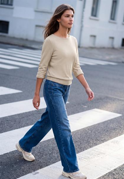 Pullover mit Raffung am Ärmel creamed sand