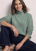 Pullover mit Rollkragen und Strukturmix eucalyptus green mel.