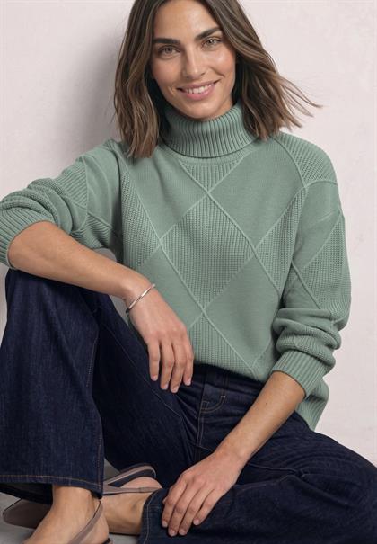 Pullover mit Rollkragen und Strukturmix eucalyptus green mel.