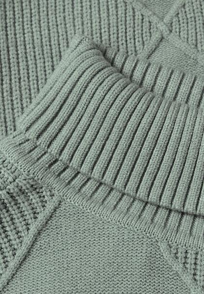 Pullover mit Rollkragen und Strukturmix eucalyptus green mel.
