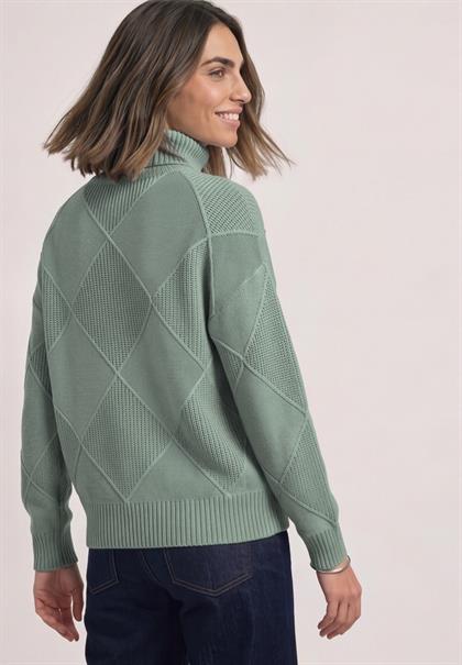 Pullover mit Rollkragen und Strukturmix eucalyptus green mel.