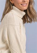 Pullover mit Rollkragen und Strukturmix pure beige