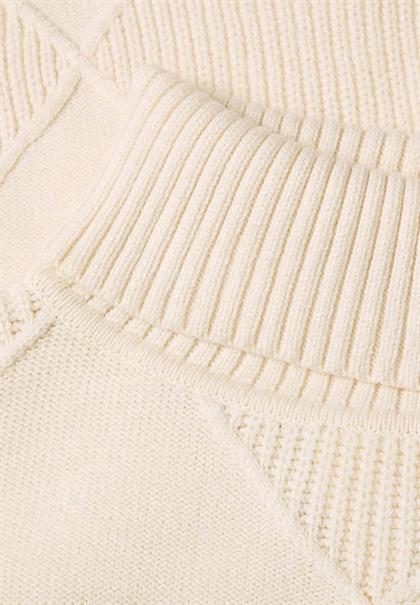 Pullover mit Rollkragen und Strukturmix pure beige