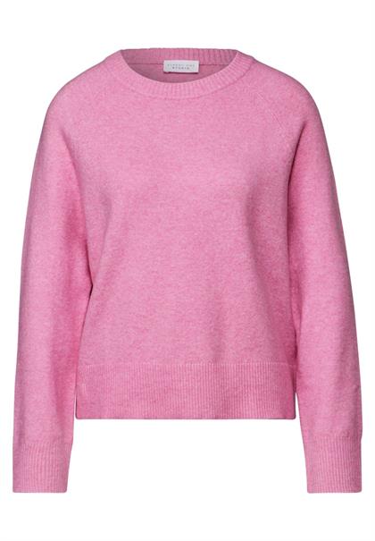 Pullover mit Rundhals intense rose mel.