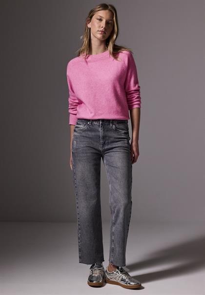 Pullover mit Rundhals intense rose mel.