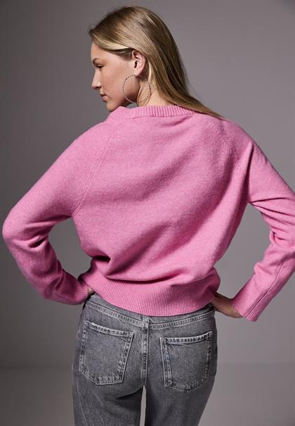 Pullover mit Rundhals intense rose mel.