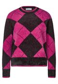 Pullover mit Rundhals und Argyle-Muster charred brown