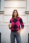 Pullover mit Rundhals und Argyle-Muster charred brown