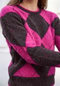 Pullover mit Rundhals und Argyle-Muster charred brown