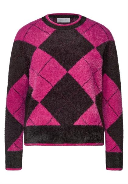 Pullover mit Rundhals und Argyle-Muster charred brown