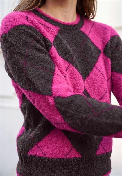 Pullover mit Rundhals und Argyle-Muster charred brown