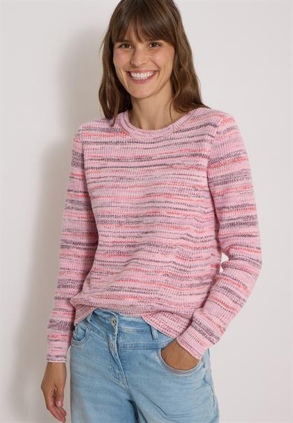 Pullover mit Rundhals und Space-Dye-Optik flame red