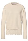 Pullover mit Rundhals und Spitzenkante pure beige