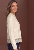 Pullover mit Rundhals und Spitzenkante pure beige