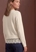 Pullover mit Rundhals und Spitzenkante pure beige