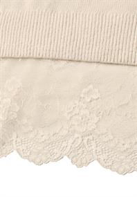 Pullover mit Rundhals und Spitzenkante pure beige