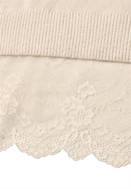 Pullover mit Rundhals und Spitzenkante pure beige