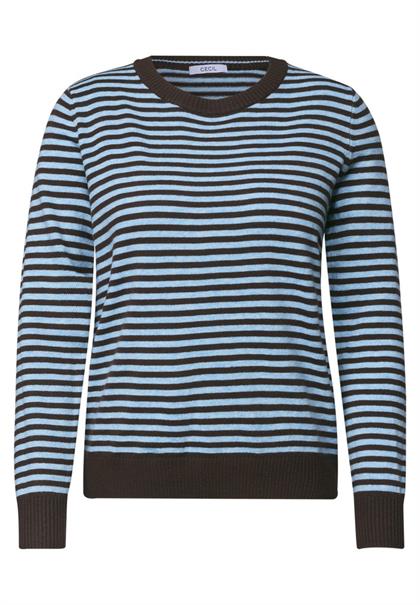 Pullover mit Rundhals und Streifen cosmopolitan blue melange