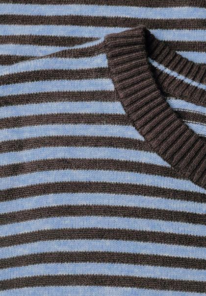 Pullover mit Rundhals und Streifen cosmopolitan blue melange