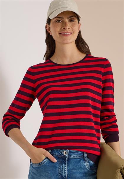 Pullover mit Rundhals und Streifen eggplant red