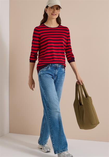Pullover mit Rundhals und Streifen eggplant red