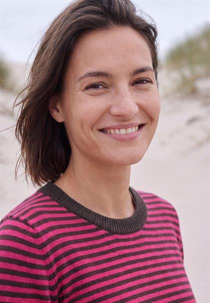 Pullover mit Rundhals und Streifen pink flash melange