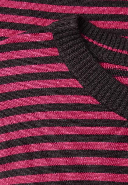 Pullover mit Rundhals und Streifen pink flash melange