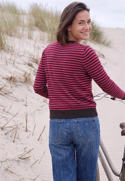 Pullover mit Rundhals und Streifen pink flash melange