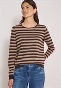 Pullover mit Rundhals und Streifen truffle brown