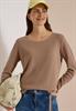 Pullover mit Rundhals und Struktur creamy mocha melange