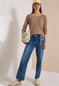 Pullover mit Rundhals und Struktur creamy mocha melange