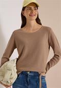 Pullover mit Rundhals und Struktur creamy mocha melange