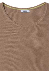 Pullover mit Rundhals und Struktur creamy mocha melange