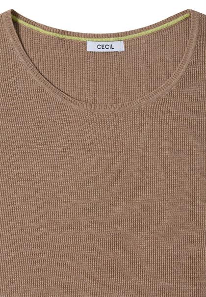 Pullover mit Rundhals und Struktur creamy mocha melange