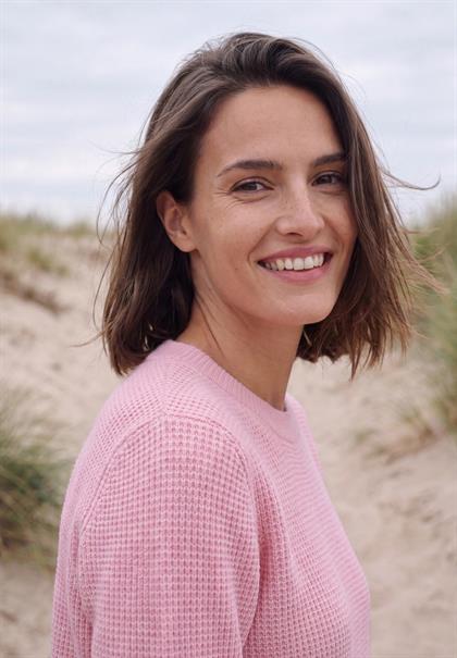Pullover mit Rundhals und Struktur mellow rose melange