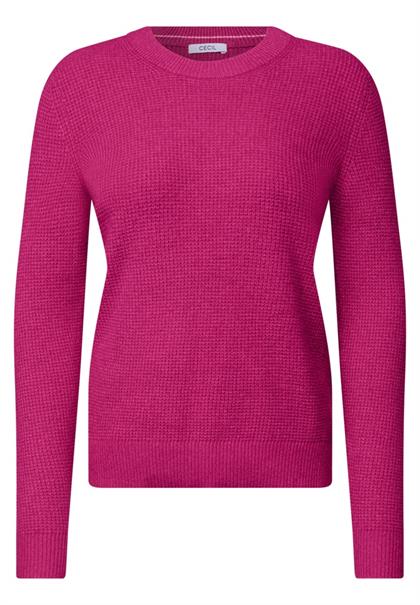 Pullover mit Rundhals und Struktur pink flash melange