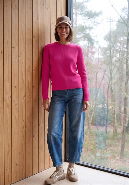 Pullover mit Rundhals und Struktur pink flash melange
