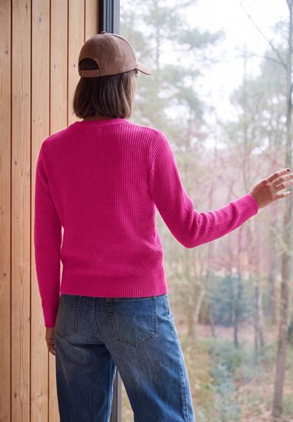 Pullover mit Rundhals und Struktur pink flash melange