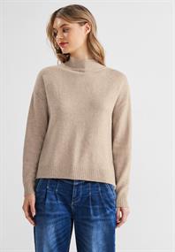 Pullover mit Stehkragen buff sand melange