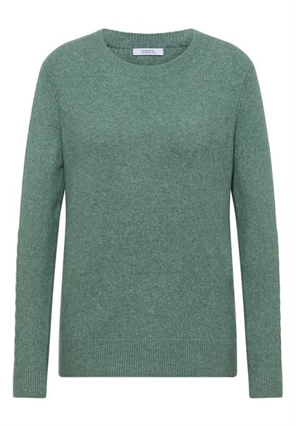 Pullover mit Strickdetail jewel green melange