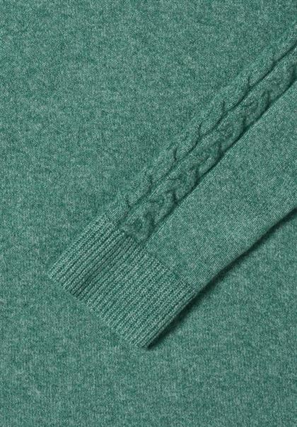 Pullover mit Strickdetail jewel green melange