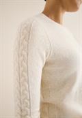 Pullover mit Strickdetail oat milk beige melange
