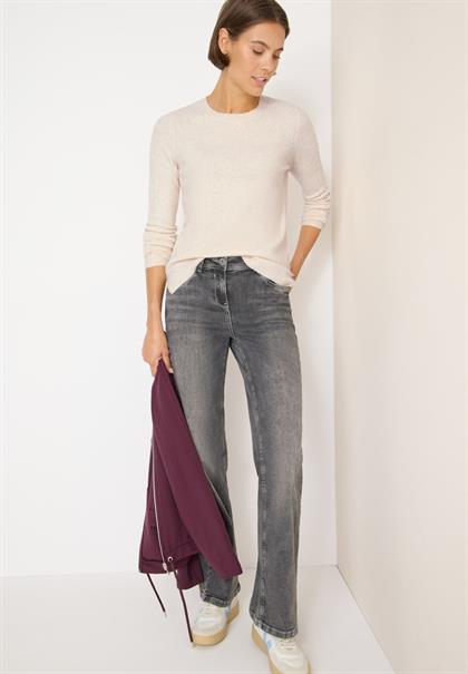 Pullover mit Strickdetail oat milk beige melange