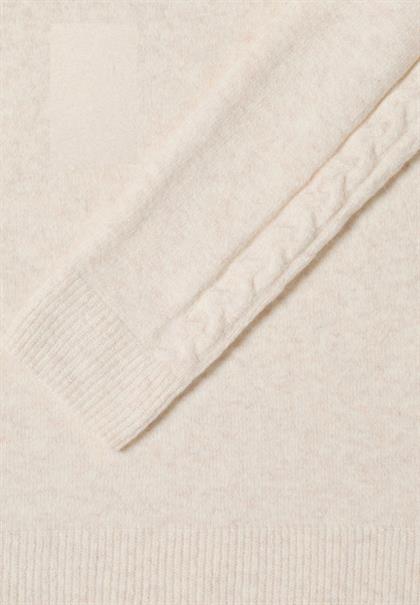 Pullover mit Strickdetail oat milk beige melange