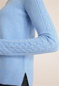 Pullover mit Strickdetail sporty light blue melange