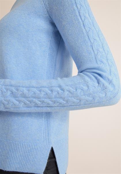 Pullover mit Strickdetail sporty light blue melange