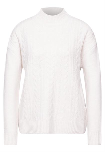 Pullover mit Strickmuster cream white melange