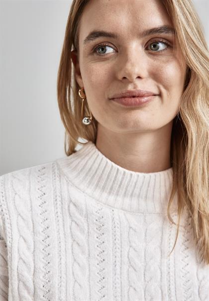 Pullover mit Strickmuster cream white melange